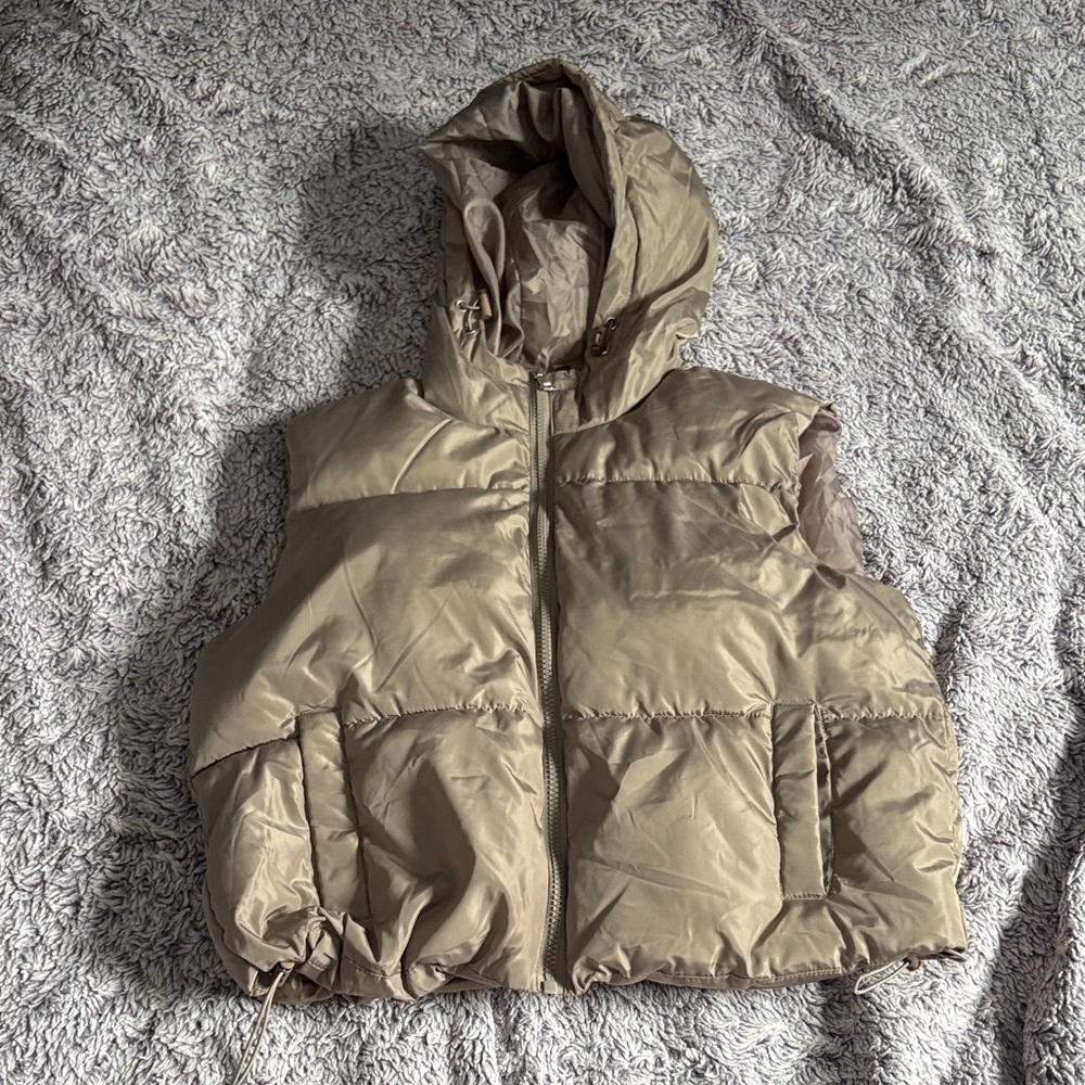 Womans Tan Puffer Vest